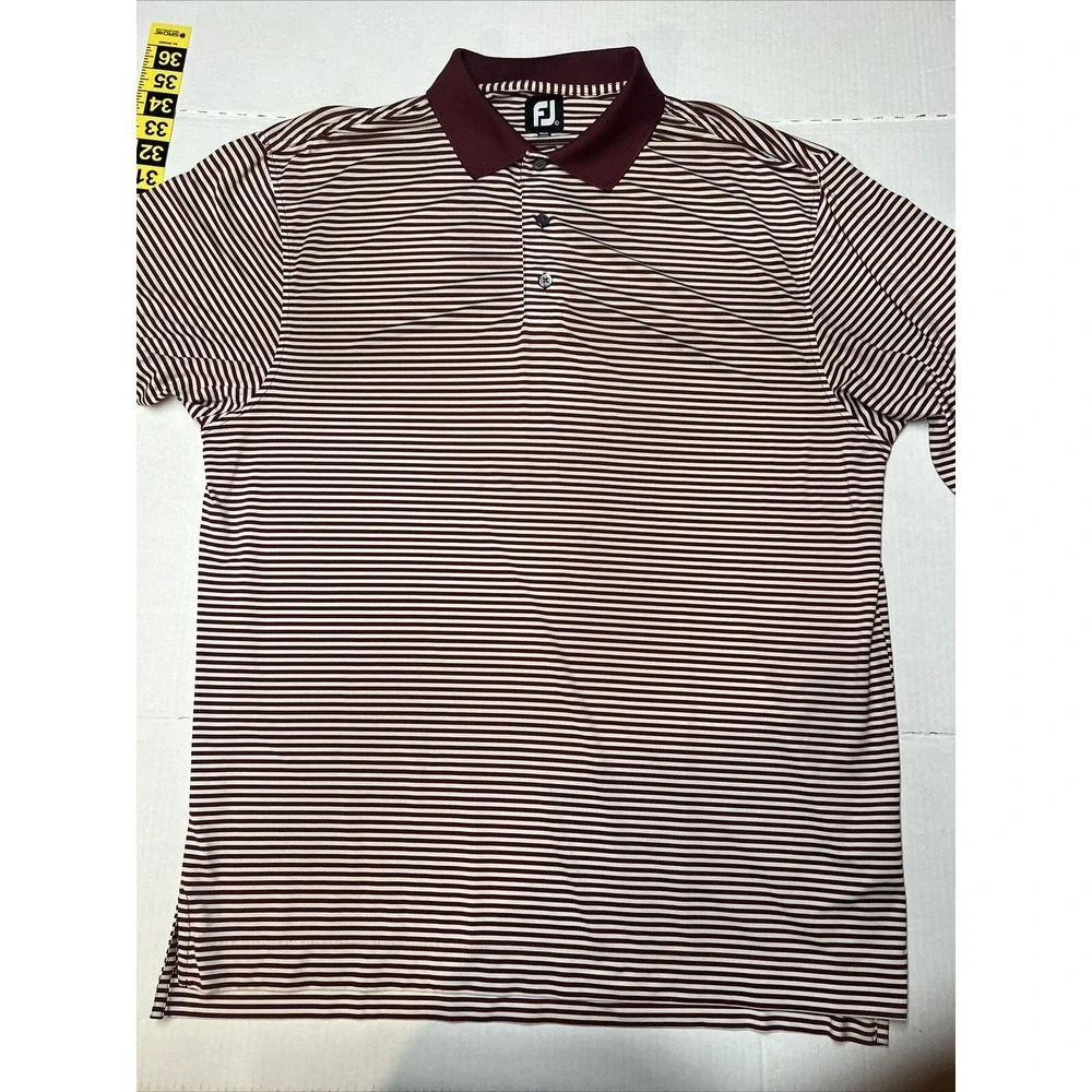 Footjoy Golf Polo Shirt Men's Large Richland  Embroidered Sleeve Striped - Picture 7 of 16